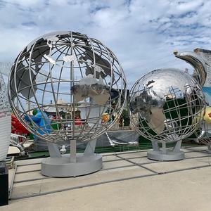 Escultura de Globo Terráqueo de Acero Inoxidable, Estatua de la Tierra en Forma de Esfera Metálica, Decoración de Jardín Grande Personalizada para Exteriores - Product Image 2