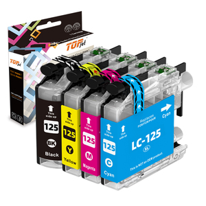 Topjet <span class=keywords><strong>125</strong></span> 127 LC127 LC127XL LC125 LC125XL Cartouche d'encre à jet d'encre compatible couleur pour imprimante Brother <span class=keywords><strong>DCP</strong></span> J4110dw MFC J4510dw - Product Image 1