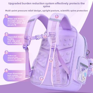 Mochila Escolar para Niñas de Primaria, Estilo Moderno, de 6 a 14 Años, Gran Capacidad, Material Oxford, Impermeable, Ligera, Diseño a Cuadros Curvado - Product Image 1