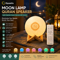 Lampe de chevet Equantu Moon Lamp avec haut-parleur Coran, contrôle par application Bluetooth, télécommande tactile, 7 couleurs, cadeau islamique