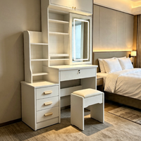 Table de maquillage moderne blanche avec miroir LED et tiroirs pour chambre à coucher, appartement, meubles de maison