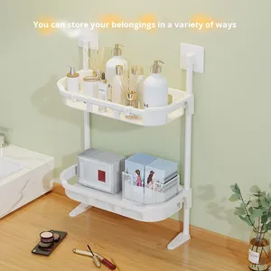 Étagère de rangement pliable à double niveau transfrontalière pour salle de bain, étagère murale pour cuisine et salle de bain - Product Image 1