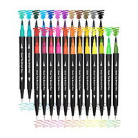 Marqueurs artistiques Bonvada à double pointe, 20 couleurs, personnalisés, à base d'eau, pinceau, fineliner, calligraphie, dessin, écriture