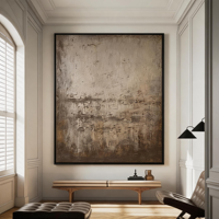 Art mural abstrait moderne Wabi Sabi, peinture sur toile texturée marron beige sans cadre pour la décoration du salon