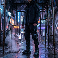 Bottes de randonnée tactiques mi-mollet Cyber Techwear personnalisées pour hommes en nylon balistique avec boucle magnétique, fermeture éclair étanche et sangle de cheville robuste