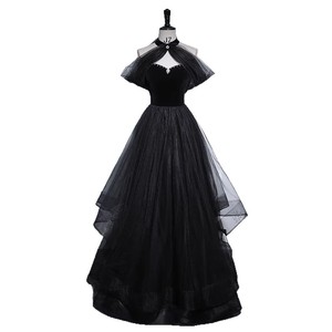 Black Off-The-Shoulder Empire Waist Ball Gown With Asymmetric Tulle Skirt For Evening Events - Product Image 5