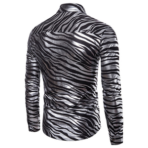 2020 di Modo dei Nuovi uomini della zebra a strisce stampa <span class=keywords><strong>camicia</strong></span> a maniche lunghe stampa a caldo degli uomini della <span class=keywords><strong>camicia</strong></span> - Product Image 2
