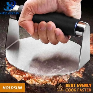 Prensa para Hamburguesas Redonda de Acero Inoxidable de 5.5 Pulgadas Resistente al Calor con Mango de Silicona Cómodo - Product Image 5