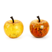 Lampe de table LED en verre en forme de pomme, motif feuille craquelée, décoration de table pour l'automne et Thanksgiving, ornement artisanal en verre, vente en gros