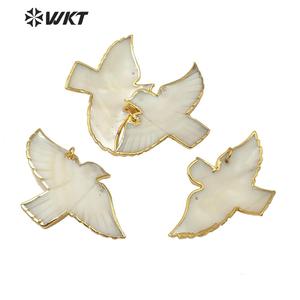 WT-JP184 Gros Naturel Pigeon Coquille Pendentif 18k Plaqué Or Mode Dame Charme Bijoux Pigeon Forme Pendentif En Coquille - Product Image 3