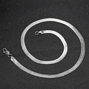 NUOYA 3mm 4mm 5mm Women Men Flat Snake <strong>Layered</strong> Chain <strong>Silver</strong> Stainless Steel Jewelry Herringbone <strong>Necklace</strong> - Product Image 3