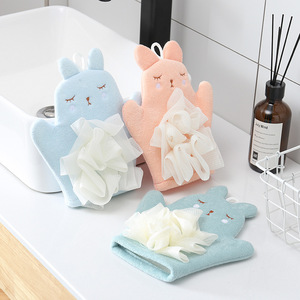 <span class=keywords><strong>Gant</strong></span> de <span class=keywords><strong>bain</strong></span> Double face pour bébé, adorable lapin, doux et agréable pour la peau - Product Image 3
