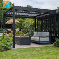 4x6m Arka Bahçe Su Geçirmez Motorlu Biyoklimatik Pergola Ayarlanabilir Alüminyum Panjurlu Çatı Açık Hava Bahçe Çardağı için Özelleştirilebilir