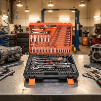 Kit d'outils à main OEM pour réparation automobile, comprenant clés à douille et jeux de douilles pour mécaniciens, en coffret