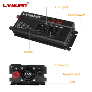 <span class=keywords><strong>Lvyuan</strong></span> Smart Dc 12V 24V Ac 220 <span class=keywords><strong>1000W</strong></span> 2000W Onduleur à onde sinusoïdale modifiée avec plusieurs prises USB et prises - Product Image 3