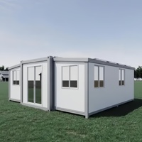 Maison préfabriquée modulaire extensible à double aile, cabane mobile de glamping pour hôtel de villégiature