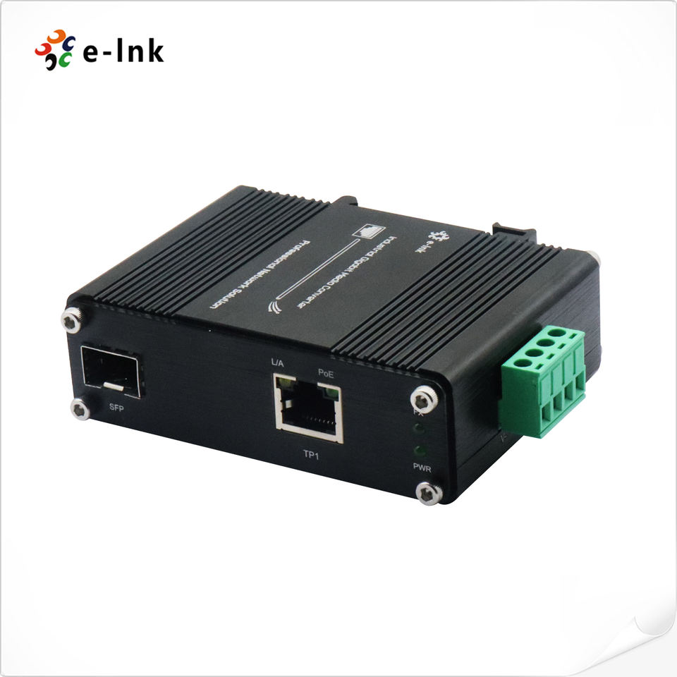 Elink Mini Industrial 1-Port 100/1000X SFP to 1-Port 10/100/1000T 60W PoE++ Media Converter LNK-IMC3012P60-SFP