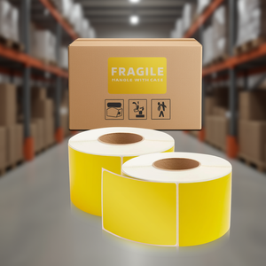Paquete de 4000 rollos autoadhesivos amarillos térmicos directos de 4 "X 6", 3 núcleos de correo de papel de impresión de franqueo, etiquetas de embalaje en blanco - Product Image 2