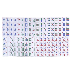 34mm Bamboo Grain <b>Melamine</b> Mahjong <b>Set</b> 144Pcs Full Arabic Number English Version - Product Image 1
