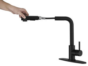 Robinet de cuisine extractible en nickel brossé et noir mat pour hôtels et maisons – Vente en gros - Product Image 5