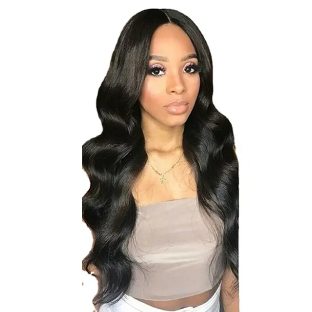 New front lace wig European and American wig ladies long curly hair black chemical fiber headgear Wig