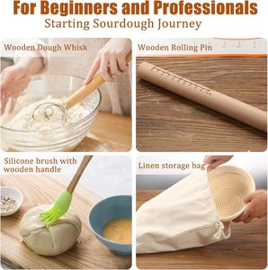 Juego de Cestas de Ratán Natural para Fermentación de Pan, Ovalada de 10 Pulgadas y Redonda de 9 Pulgadas, Accesorios para Hornear Pan de Levadura con Forro - Product Image 2