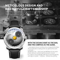 Montre automatique 24H à cadran globe rotatif, logo personnalisé de marque OEM, design unique, montre de créateur.
