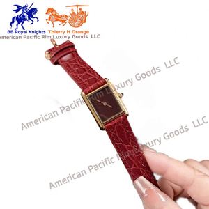 Reloj de Lujo Retro para Mujer, Correa de Cuero Genuino, Reloj de Cuarzo Cuadrado de Aleación, Reloj de Pulsera Ejecutivo para Mujer, Estilo Cartier - Product Image 2