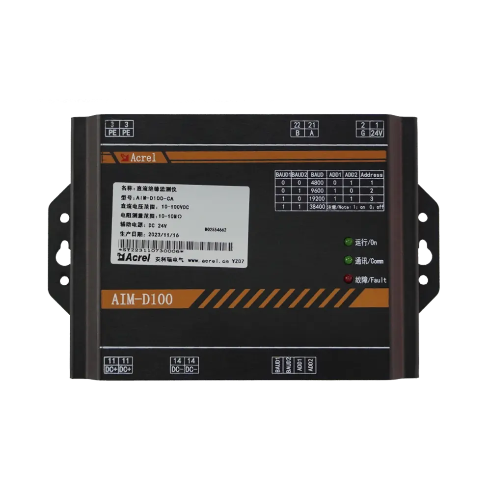 Acrel AIM-D100-CA ITシステムDC0-1000Vエネルギー貯蔵DC双極極から接地への絶縁抵抗計