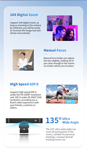 Gran oferta, cámara web 4K UHD con Sensor de imagen CMOS de 8MP, interfaz USB, micrófonos incorporados para PC, portátil, reunión de vídeo y transmisión en vivo - Product Image 3