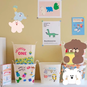 Japanese Cartoon Style Plastic Storage Basket With Lid And Handle White Rectangle For Neatening Storage - Product Image 1
