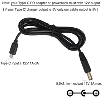 Kabel adaptor pengisian daya cepat, USB Tipe C PD ke 12V DC 5.5*2.5mm 5.5*2.1mm 3A
