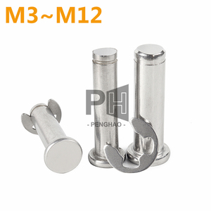 Perno di sicurezza M4 M5 M6 <span class=keywords><strong>M8</strong></span> M10M12 perno in <span class=keywords><strong>acciaio</strong></span> inossidabile 304 perno cilindrico di posizionamento scanalato a testa piatta con anello di sicurezza - Product Image 2