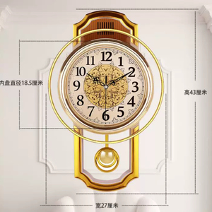 <span class=keywords><strong>Orologio</strong></span> <span class=keywords><strong>da</strong></span> Parete al Quarzo Decorativo Classico Vintage, Cornice Verticale Effetto Legno con <span class=keywords><strong>Pendolo</strong></span> Dorato Oscillante, Silenzioso <span class=keywords><strong>a</strong></span> Singola Faccia - Product Image 6