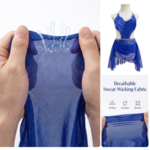 Vestido de Danza Lírica Azul Rey con Pedrería, Traje de Ballet Contemporáneo Hecho a Medida, Vestido de Patinaje Artístico con Cristales - Product Image 2