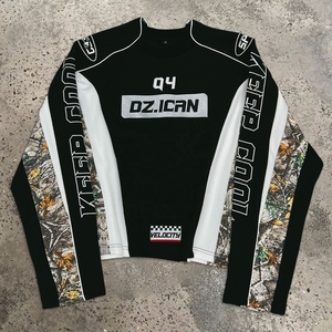 T-Shirt Termica a Maniche Lunghe QIANSHI in Cotone di Lusso con Motivo Mimetico Retrò e Ricamo Personalizzato - Product Image 2