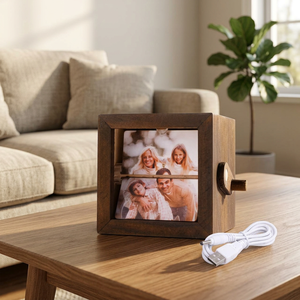 Custom UV Printed Foldable Flip Book <b>Frame</b> Hand Crank Lighted Mini Wooden <b>Photo</b> Album Modern Design Custom Logo Unisex - Product Image 3