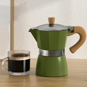 Cafetera Espresso de alta calidad para acampar, olla Moka con olla de madera, herramientas de té de café duraderas clásicas de Metal de aluminio