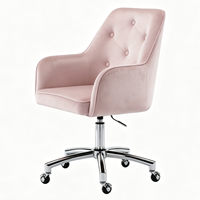 Chaise de bureau ergonomique pivotante à 360 degrés, moderne, en velours, avec piètement en métal chromé, hauteur réglable, multifonctionnelle, pour la maison et le bureau
