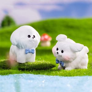 ตุ๊กตาเรซิ่นรูปสุนัขสีขาวขนาดเล็กน่ารัก ของตกแต่งรูปสัตว์การ์ตูนสำหรับตกแต่งภูมิทัศน์ อุปกรณ์ DIY - Product Image 6