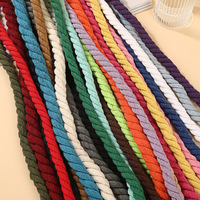 Tali Katun Terpilin 3 Untai 10mm Multi-warna untuk DIY, Tali Pengikat Kepang, 22m Per Gulung Tersedia