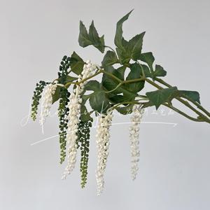 Ramo de Frutas Artificiales de Pokeweed, Verde y Blanco, Decoración de Boda de Seda, Arreglo Floral - Product Image 1