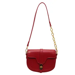 Latest Popular Red Mini Saddle Bag Casual Chain Crossbody Bag Hot Sale high quality coin wallet women