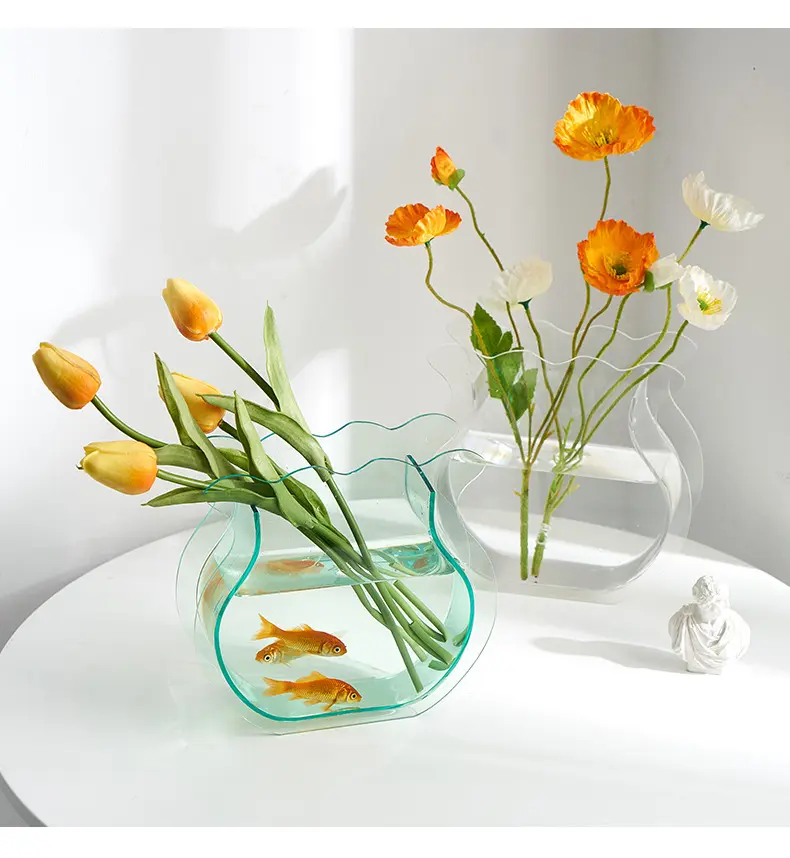 Nordic Simpling Ackle vaso trasparente a coda di pesce piccolo libro rosso piccolo acquario INS regalo di design artistico creativo