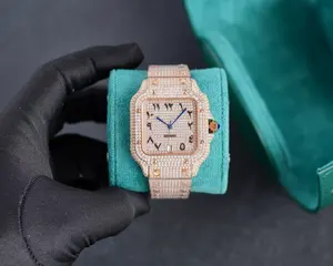 Роскошные наручные часы с бриллиантами, золотые и серебряные мужские часы в стиле хип-хоп с футляром, ювелирные подарки, большие часы, поставщики