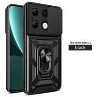 Pour Redmi Note 13 5G étui robuste de qualité militaire lentille de protection protège anneau en métal béquille support de montage de voiture téléphone couvertures arrière