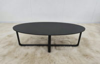 Table basse de luxe en marbre noir de style minimaliste pour hôtel, villa, salon, chambre à coucher