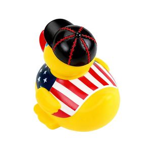 Jouets de bain pour enfants en gros, petits canards jaunes avec motifs d'étoiles et de drapeaux, jouets aquatiques pour la douche - Product Image 3