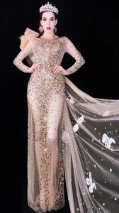 Nouvelles Arrivées Vêtements 2026 Robe de Soirée Formelle <span class=keywords><strong>Sexy</strong></span> Fée Déesse en Dentelle Scintillante avec Traîne Nude Robe de Nuit Tendance - Product Image 2