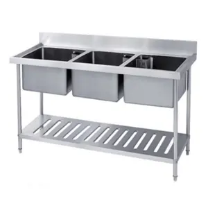 SK-3-2000 餐饮设备不锈钢三联厨房水槽/洗漱台/水槽工作台